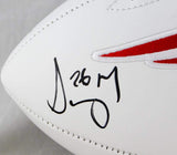 Sony Michel Signed New England Patriots Logo Football w/ SB Champs- Beckett Auth