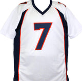 John Elway Autographed White Pro Style STAT Jersey- Beckett W Hologram *Silver