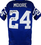 Lenny Moore Autographed Blue Pro Style Jersey w/HOF-Beckett W Hologram *Black