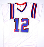 Jim Kelly Autographed White Pro Style Jersey- JSA W *Silver