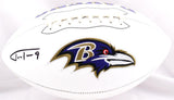 Justin Tucker Autographed Baltimore Ravens Logo Football- Beckett W Hologram