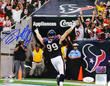 JJ Watt Autographed Houston Texans 8x10 Back View Horizontal Photo- JSA W *Blue