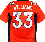 Javonte Williams Autographed Orange Pro Style Jersey- Beckett W Hologram