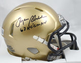 Roger Staubach Signed Navy Midshipmen Speed Mini Helmet w/Heisman-Beckett W Holo *Black