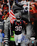 Jadeveon Clowney Autographed Texans 8x10 PF Photo w/ Flag- JSA W Auth *Blue