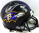 Ray Lewis Autographed Baltimore Ravens Mini Helmet w/ HOF- Beckett Witness *Wh