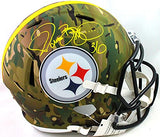 Jerome Bettis Autographed Steelers Camo Speed F/S Helmet- Beckett W *Yellow