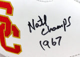 O. J. Simpson Autographed USC Trojans Logo Football W/Natl Champs-JSA W *Black