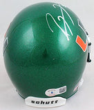 Ray Lewis Autographed Miami Hurricanes Green Schutt Mini Helmet- Beckett W Holo