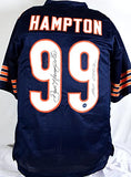 Dan Hampton Autographed Blue Pro Style Jersey w/HOF- Prova *Black