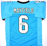 Baker Mayfield Autographed Blue Pro Style Jersey- Beckett W *Black