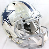 Roger Staubach Signed Dallas Cowboys F/S Chrome Speed Helmet w/HOF- Beckett Auth