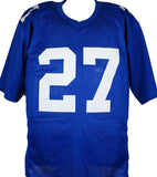 Ron Dayne Autographed Blue Pro Style Jersey-Beckett W Hologram *Black