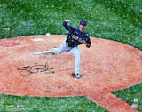 Shane Bieber Signed Cleveland Indians 16X20 Pitching In Snow - BA W Holo *Black