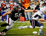 Brian Cushing Autographed 8x10 PF Against Patriots Photo- JSA Witness Auth