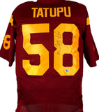 Lofa Tatupu Autographed Maroon College Style Jersey- Beckett Hologram *Black