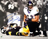 Ray Lewis Signed Baltimore Ravens 16x20 Over Roethlisberger Photo-Beckett W Holo