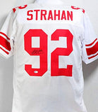 Michael Strahan Autographed White Pro Style Jersey- Beckett W Auth *9