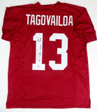 Tua Tagovailoa Signed Red College Style Jersey w/ Roll Tide - Beckett W Auth *1