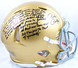 Rudy Ruettiger Signed Notre Dame Riddell F/S Speed Auth Helmet w/Story-Beckett W