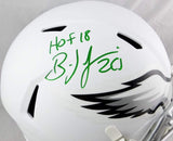 Brian Dawkins Signed Eagles F/S Flat White Speed Helmet w/HOF- Beckett Auth