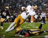 Cole Kmet Signed Notre Dame Catch Vs Navy 16x20 HM Photo- Beckett W *White