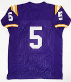 Derrius Guice Autographed Purple College Style Jersey- JSA Witness Auth