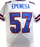 AJ Epenesa Autographed White Pro Style Jersey w/ Bills Mafia- Beckett W *Silver