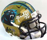 Luke Kuechly Autographed Carolina Panthers Camo Mini Helmet- Beckett W *White