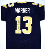 Kurt Warner Autographed Blue Gold Pro Style Jersey w/ SB MVP -Beckett W Hologram