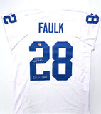 Marshall Faulk Autographed White Pro Style Jersey w/ ROY- Beckett W Hologram