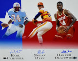 Earl Campbell Nolan Ryan Olajuwon Signed 16x20 Houston 34 Legends Photo-BAW Holo