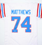 Bruce Matthews Autographed White Pro Style Jersey w/HOF - Prova *Black