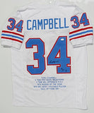 Earl Campbell Autographed White Pro Style Stat-1 Jersey With HOF- JSA W *Black