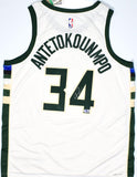 Giannis Antetokounmpo Signed Bucks 22-23 White Swingman Association JSY-Beckett