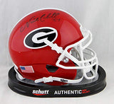 Nick Chubb Autographed Georgia Bulldogs Schutt Mini Helmet- JSA W Auth Black