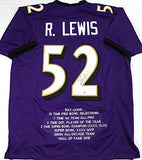 Ray Lewis Autographed Purple Pro Style STAT2 Jersey - Beckett W Auth *2