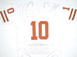 Vince Young Autographed White College Style STAT Jersey - Beckett W Hologram