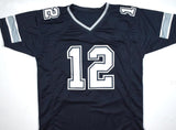 Roger Staubach Autographed Blue Pro Style Jersey-Beckett W Hologram *Black