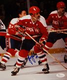 Yvon Labre Autographed 8x10 Washington Capitals In Play Photo with JSA W Auth