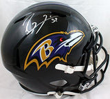 Ray Lewis Signed Baltimore Ravens F/S Speed Helmet- Beckett W Hologram *Silver