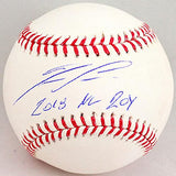 Ronald Acuna Autographed Rawlings OML Baseball w/ 2018 NL ROY - Beckett W *Blue