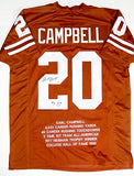 Earl Campbell Autographed Orange College Style Jersey STAT 4 w/ HT- JSA W *Black