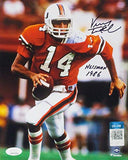 Vinny Testaverde Signed Hurricanes 8x10 Running FP Photo w/ Heisman - JSA W Auth