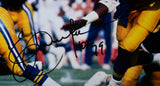 Eric Dickerson Signed Rams 16X20 Running w/ Ball HM Photo w HOF- Beckett W Holo