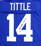 Y.A. Tittle Autographed Blue Pro Style Jersey W/ HOF- JSA W Authenticated *Up 4