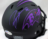 Ray Lewis Autographed Baltimore Ravens Eclipse Mini Helmet- Beckett W Auth *Purp