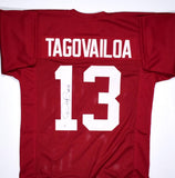 Tua Tagovailoa Signed Crimson College Style Jersey - Beckett *Black