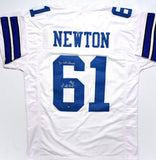 Nate Newton Autographed White Pro Style Jersey w/3x SB Champs- Prova *Silver