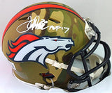 Terrell Davis Autographed Broncos Camo Mini Helmet w HOF- Beckett W *White